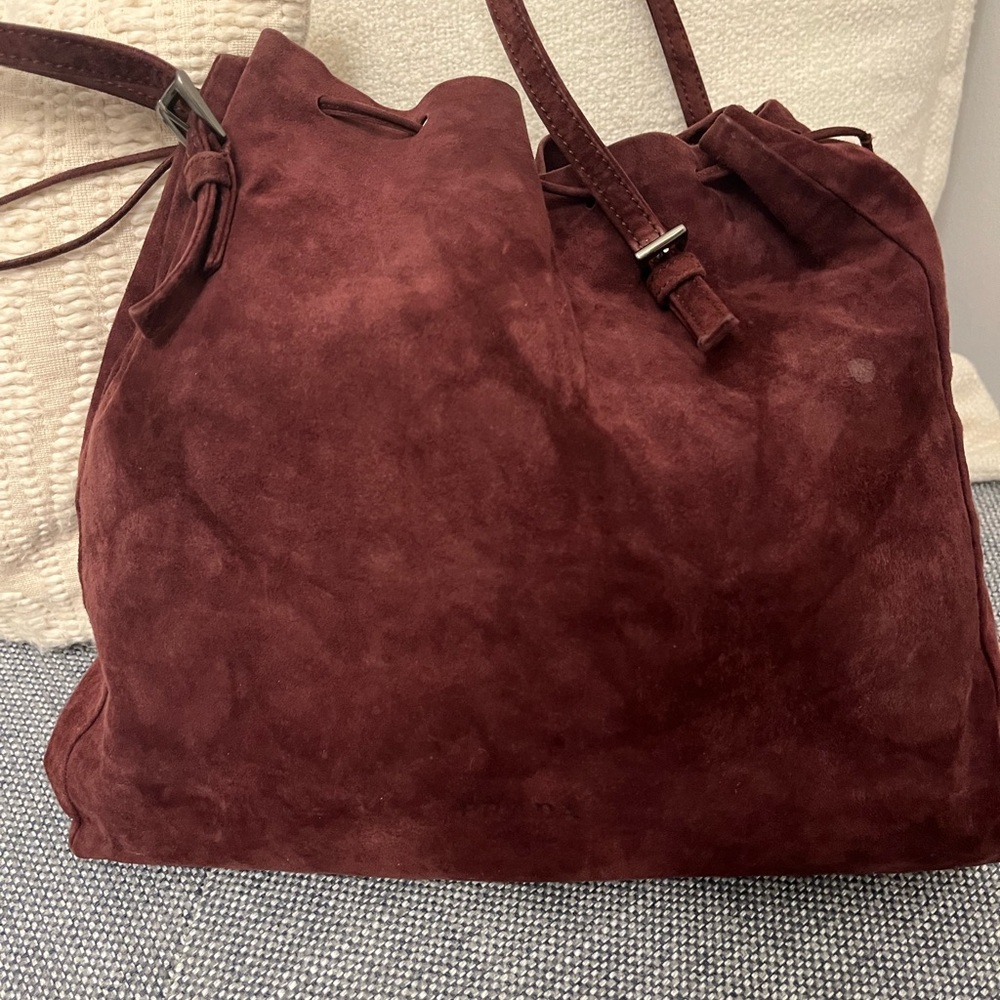 Prada Burgundy Suede Handbag